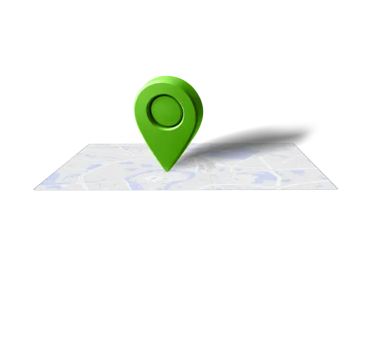 a green map icon on paper woth 3d preview